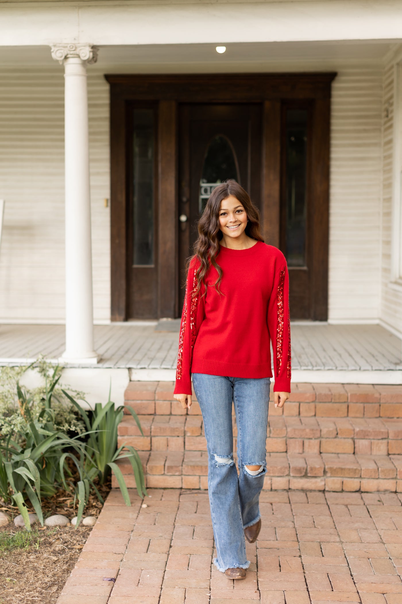 Garnet Glam Sequined Sweater