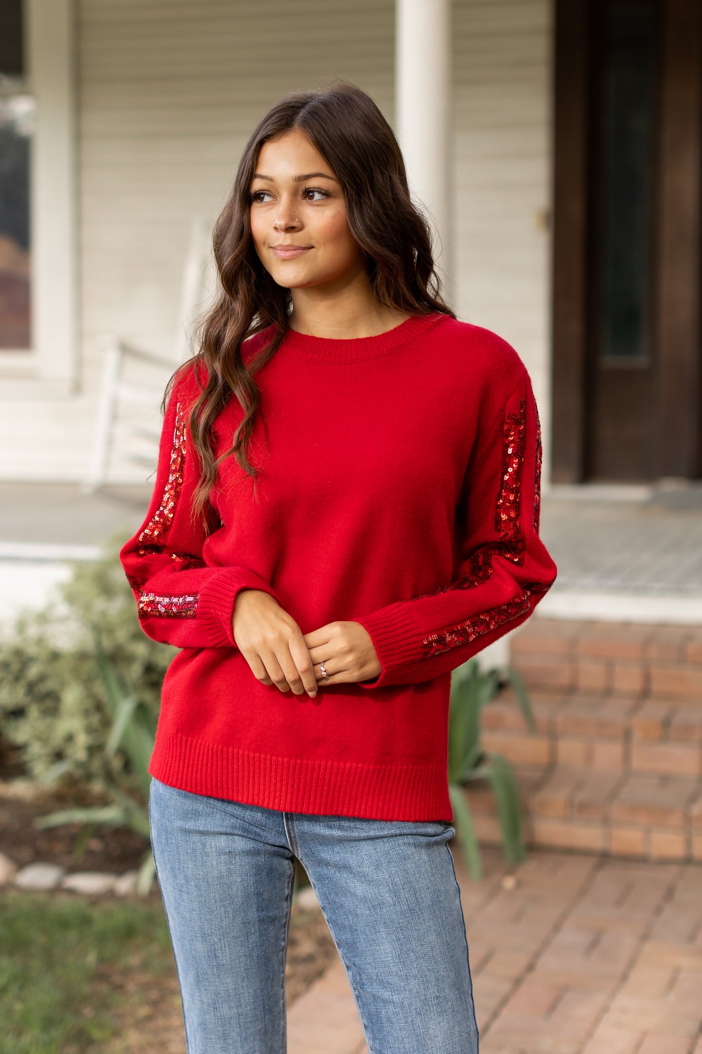 Garnet Glam Sequined Sweater