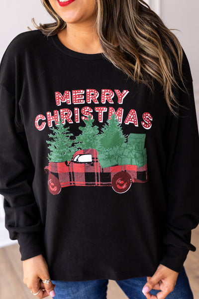 Merry Christmas on Black Crewneck