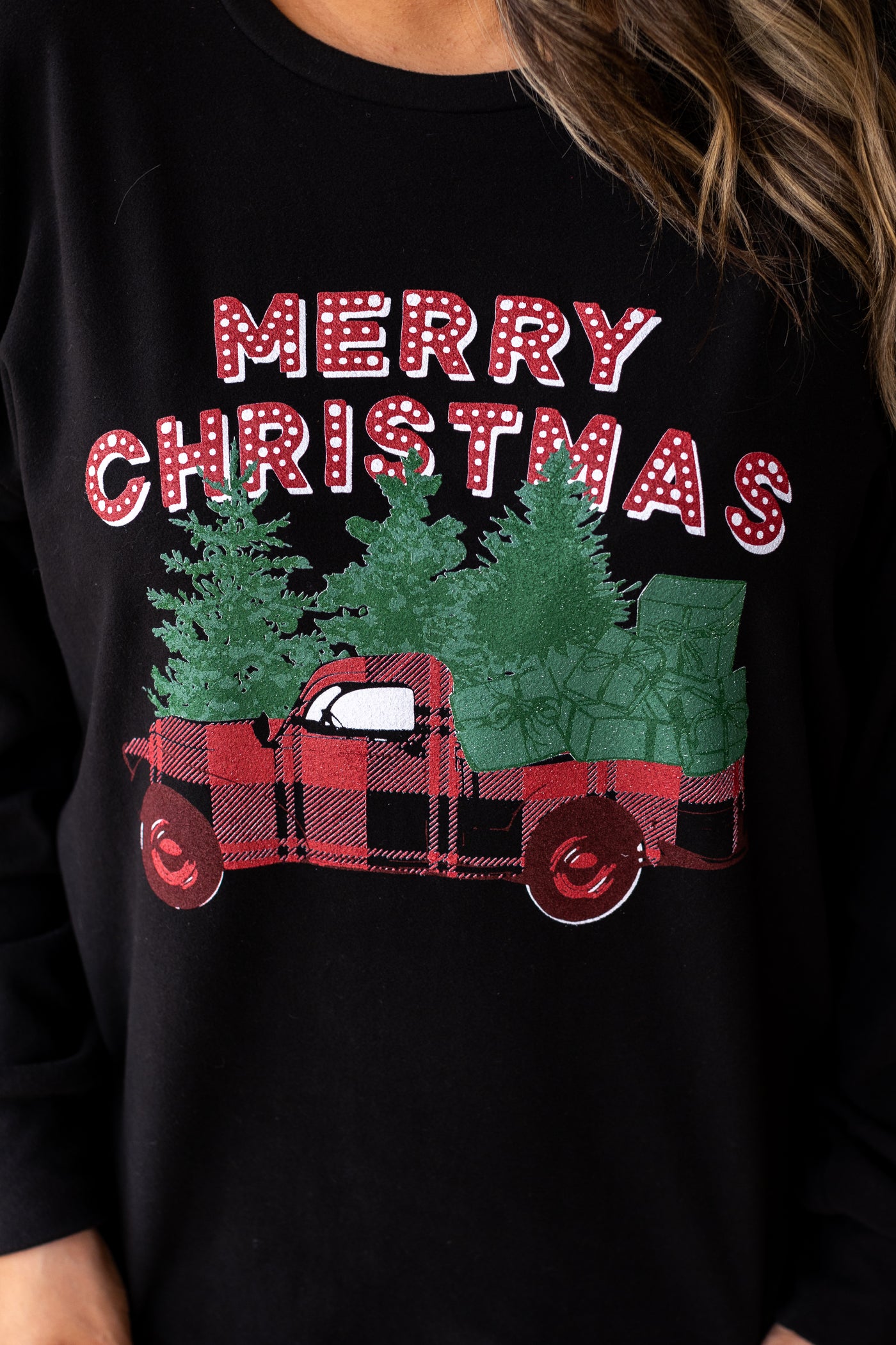 Merry Christmas on Black Crewneck