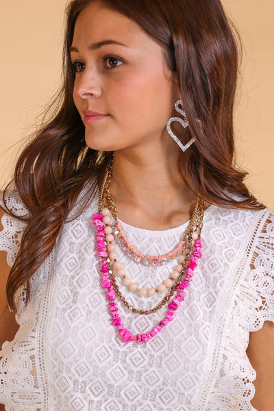 Breathless Beauty Pink Layered Necklace.