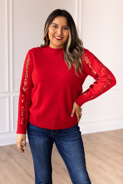 Garnet Glam Sequined Sweater