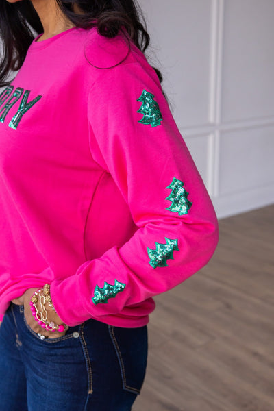 Sequins Merry Pink Pullover Sweater