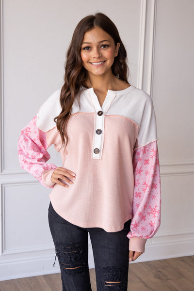 Pink Snowflake Top