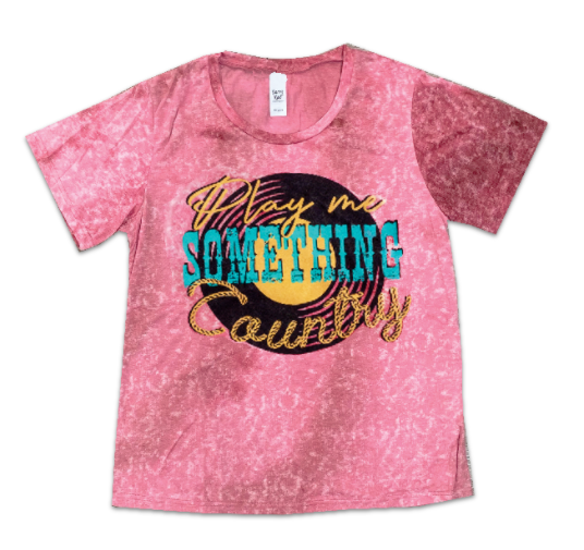 Play me something country on Can't Tye Me Down Short Sleeves Tie Dye Shirt, Pink