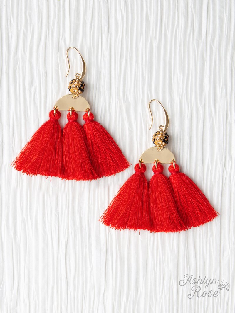 The Sahara Tassel Earring, Red