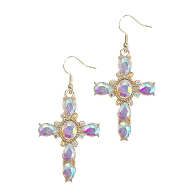 AB Crystal Cross Earrings