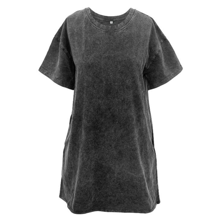 Black Wash Tee Shirt Dress With Pockets