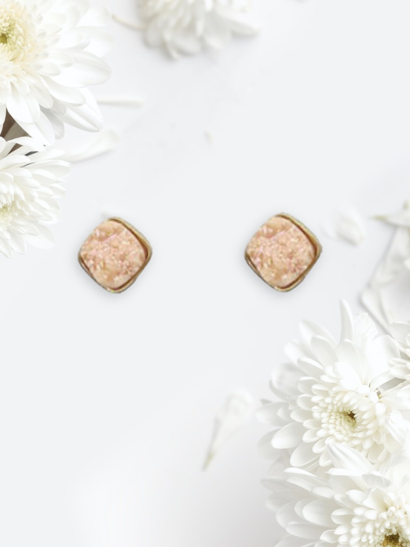 Square Aurora Borealis Stud Earrings