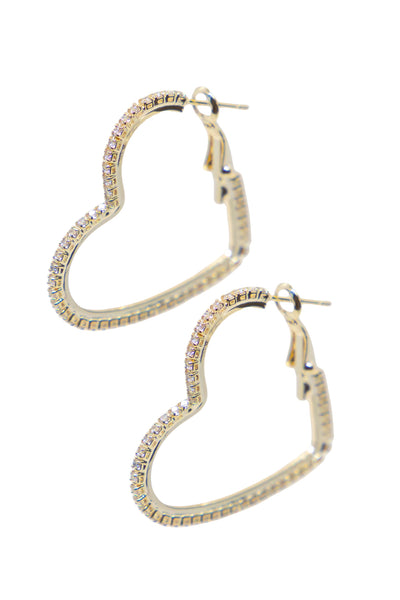 Passionate Embrace, Medium Gold heart Shape Hoops Earrings