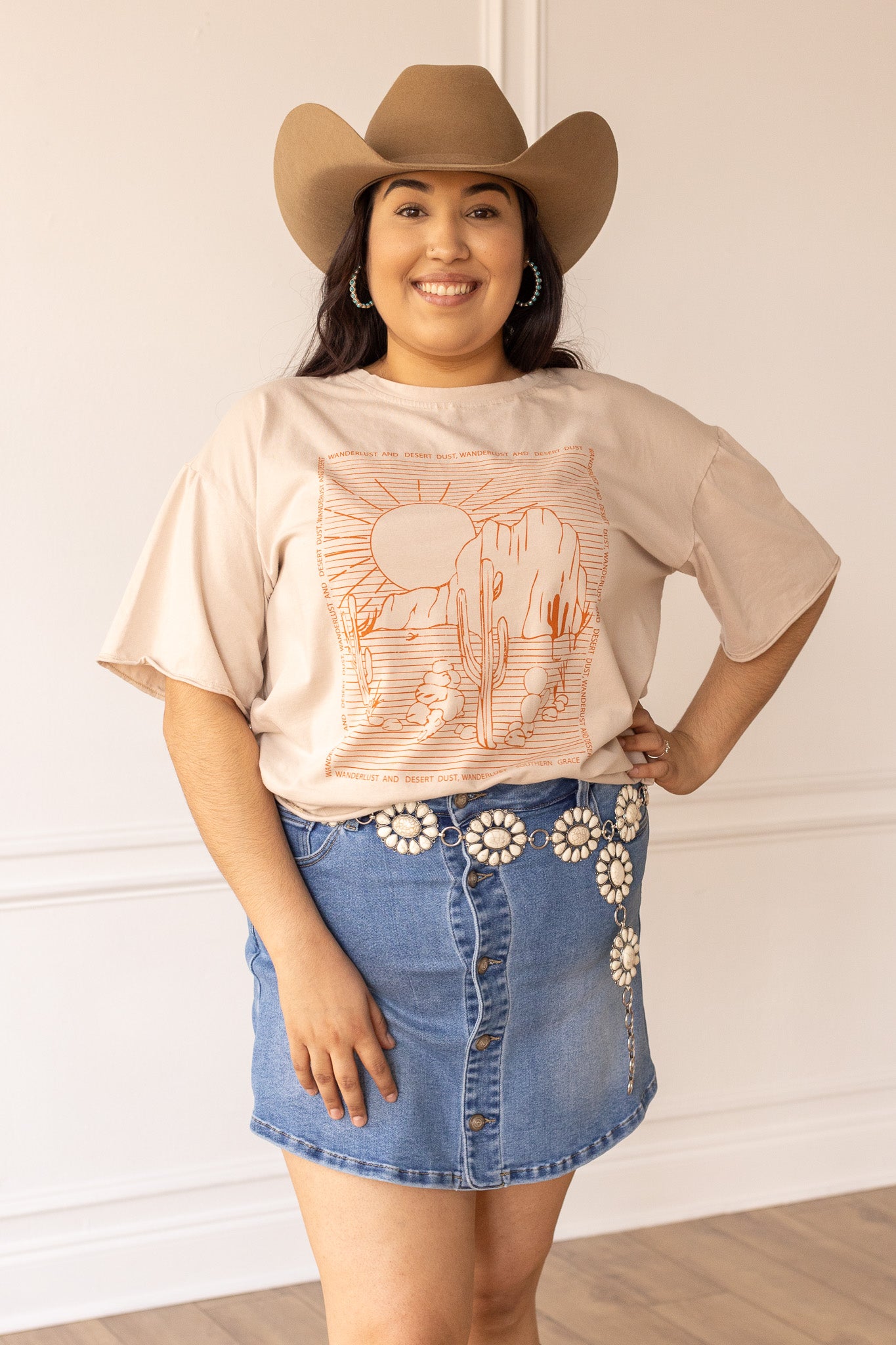 Wanderlust and Desert Dust T-Shirt, Beige