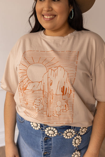 Wanderlust and Desert Dust T-Shirt, Beige