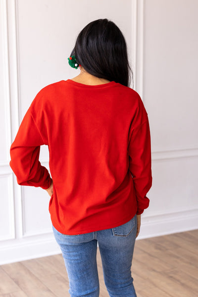 Crazy Cozy Red Microfleece Crewneck Sweatshirt