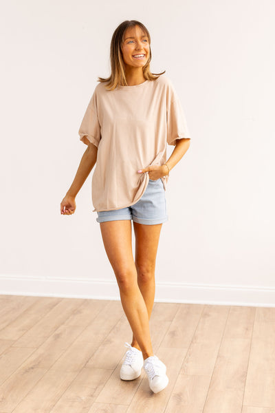 Beige Boxy Tee Blank