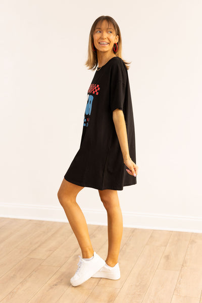 USA on Black T-Shirt Dress