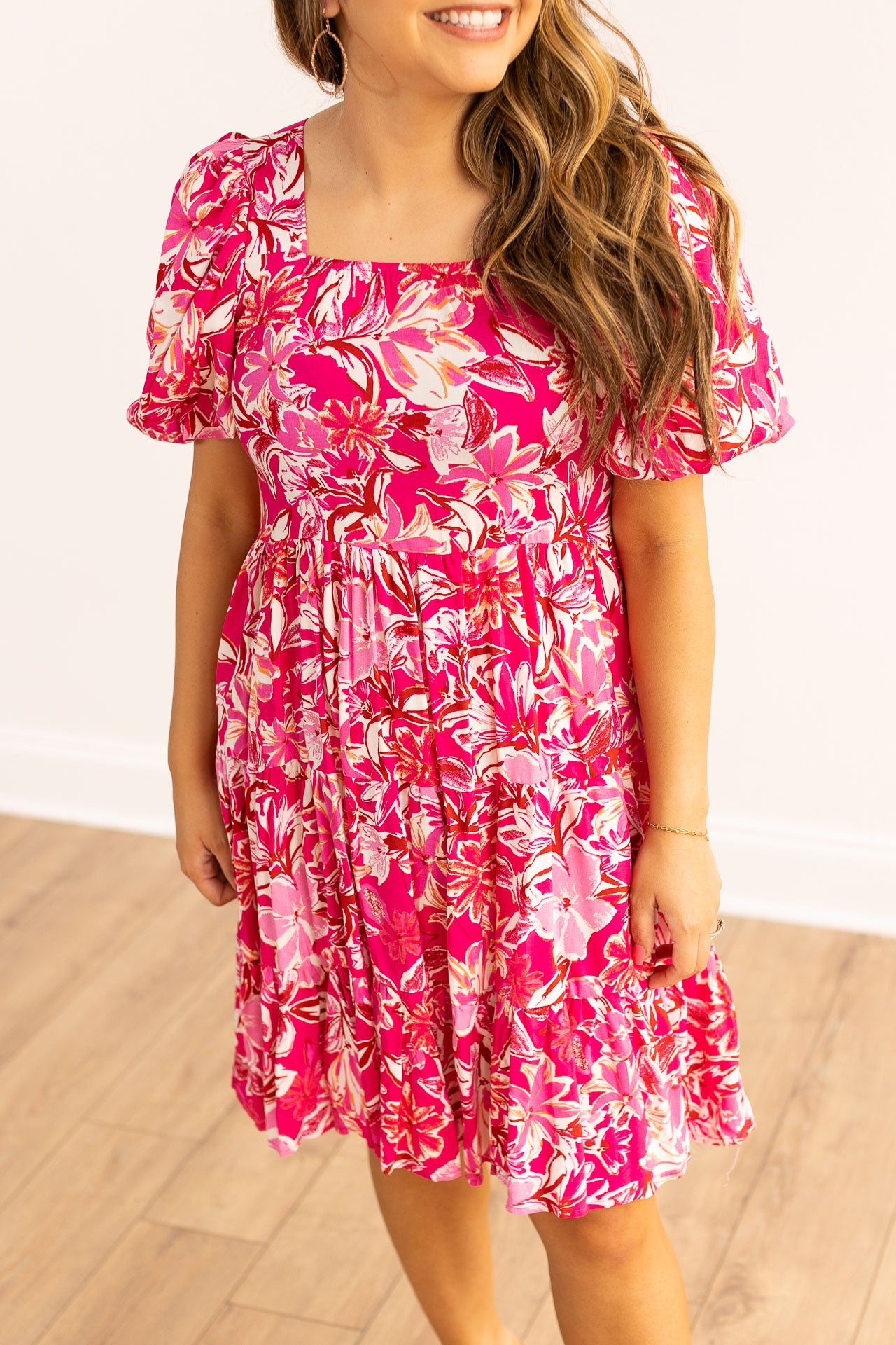 Dolly Doll Butter Chiffon Dress, Pink Floral