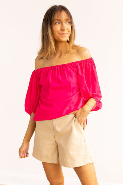 Azalea Off-Shoulder Top, Pink