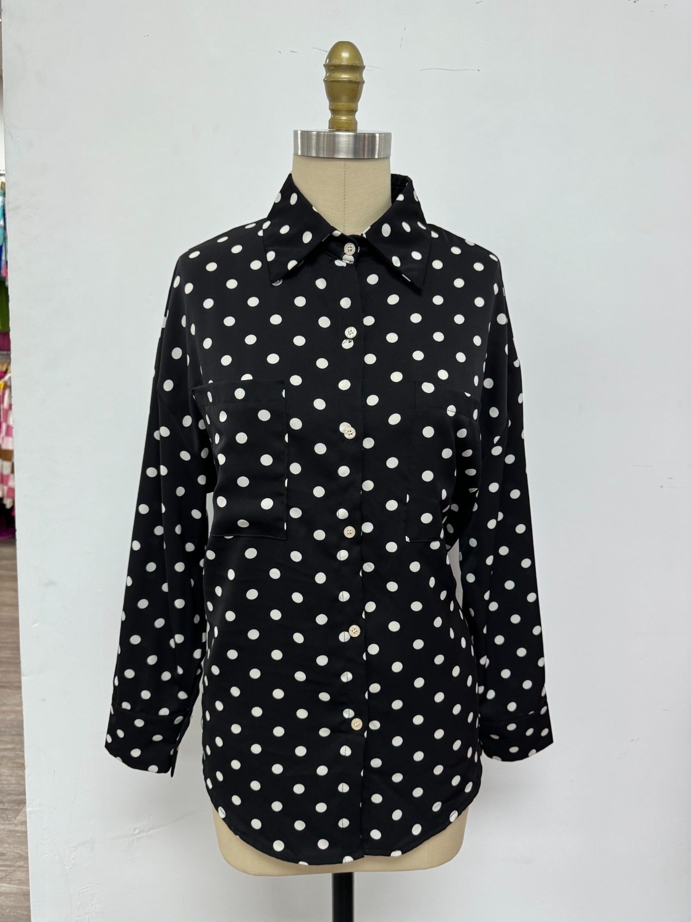 Kathryn Classic Button-Up, Polka-Dot