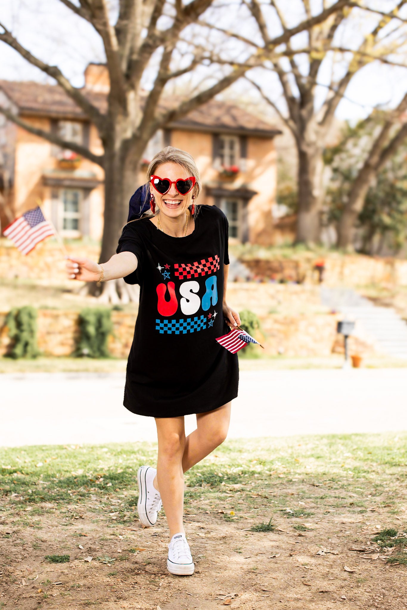 USA on Black T-Shirt Dress