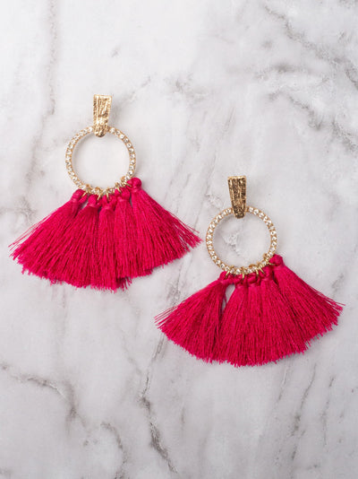 Golden Circle with Tassels, Pink