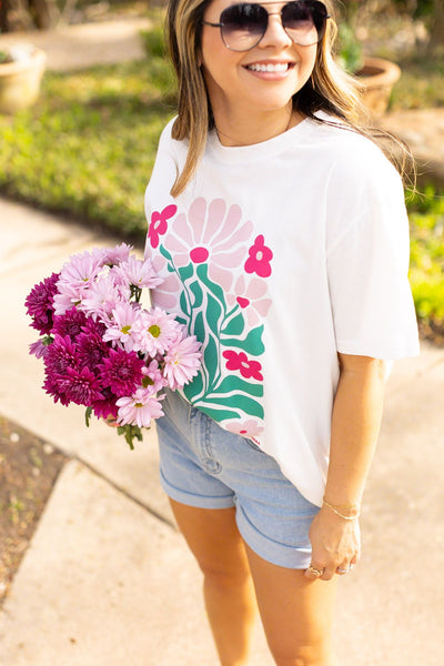 Flowers Stand Tall Tee, White