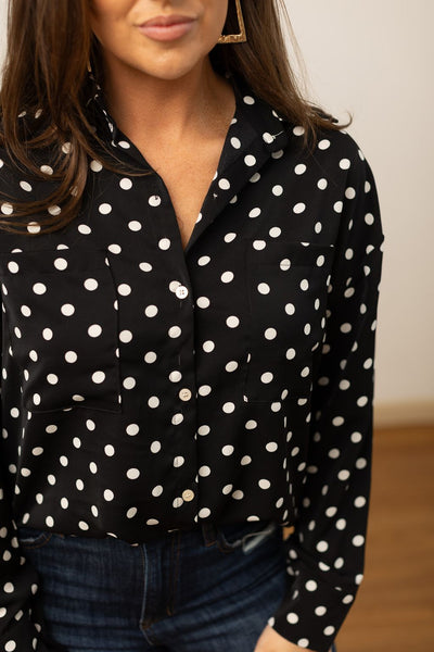 Kathryn Classic Button-Up, Polka-Dot