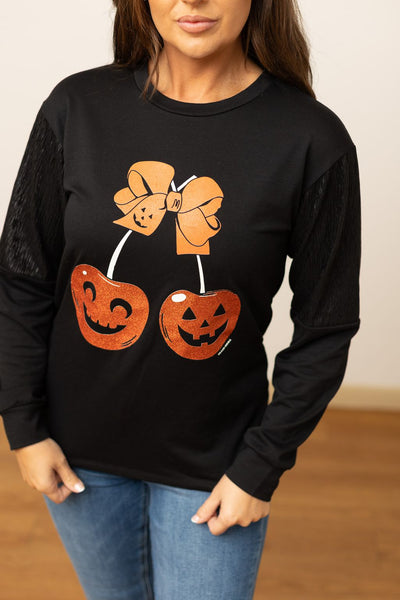 Cherry Pumpkins on Black Sweatshirt