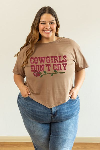 Cowgirls Don't Cry Mom Crop, Tan