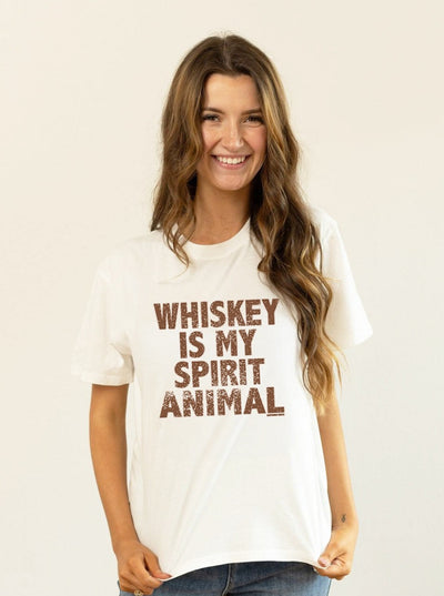 Whiskey is my Spirit Animal Tee, White