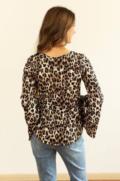 Leopard Bell Sleeve Top