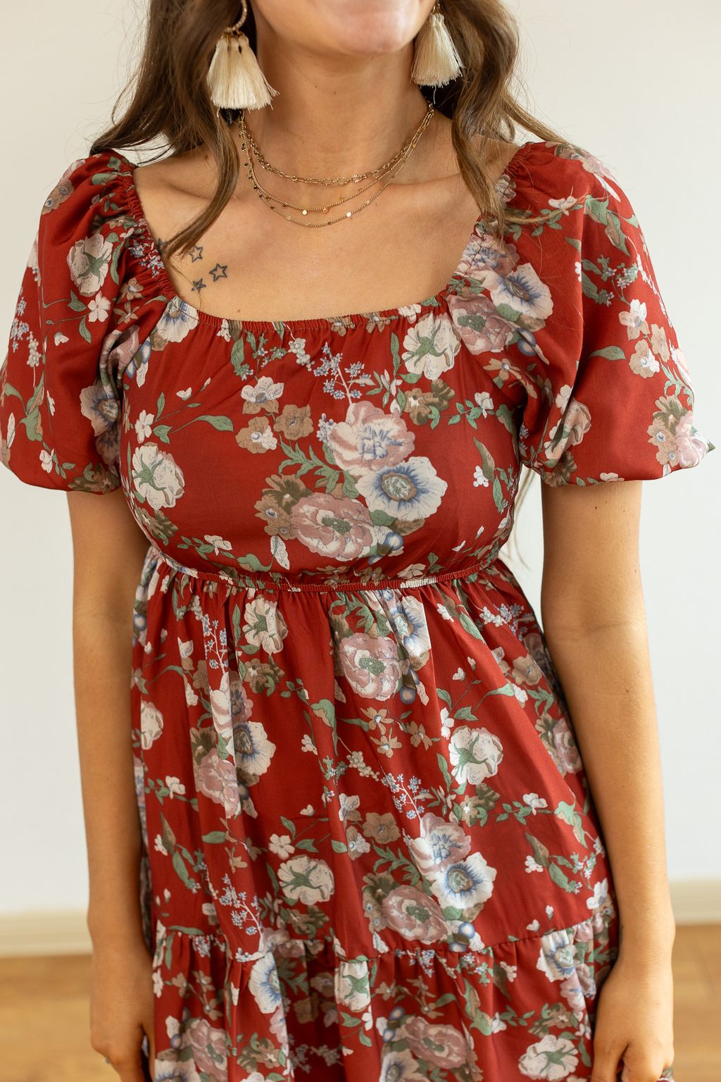 Elizabeth Midi Dress, Rust and Floral