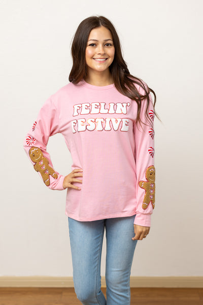 Feelin' Festive Pink Sweatshirt