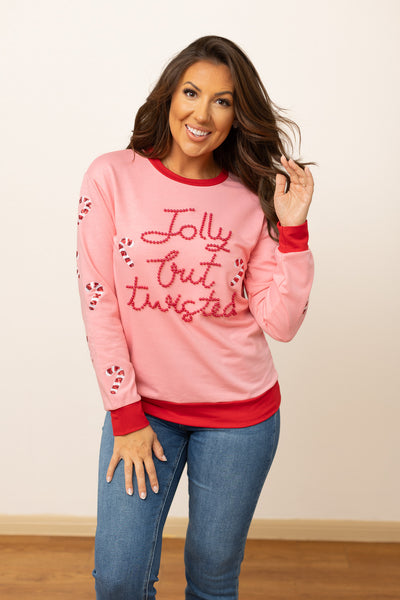 Jolly but Twisted Pink Sweatshirt