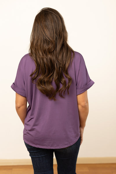 Cara Collared Top, Purple