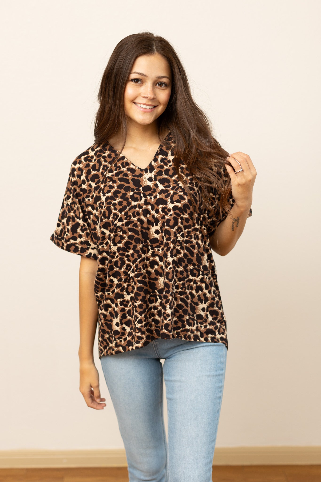 Cara Collared Top, Leopard