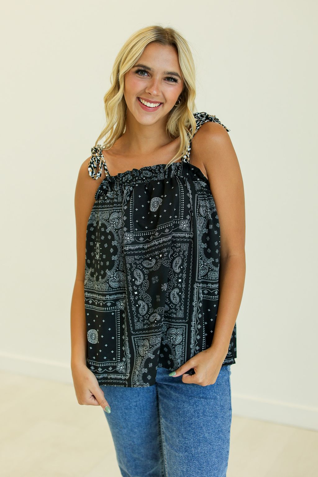 The Carry On Tie Strap Tank Top, Bandana & Leopard