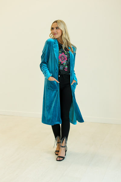 Hard Candy Velvet Jacket in Teal