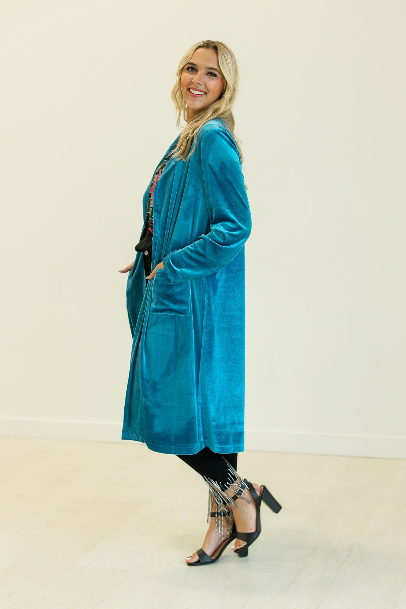 Hard Candy Velvet Jacket in Teal