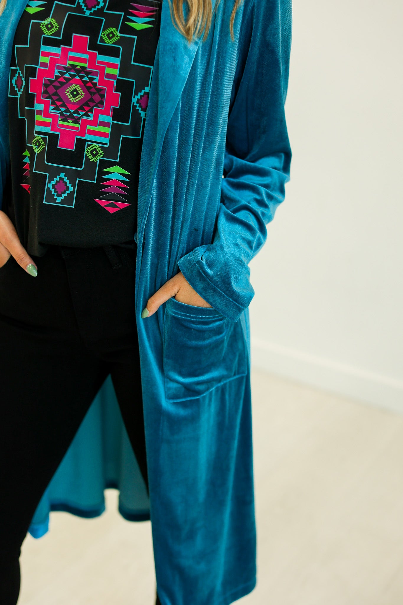 Hard Candy Velvet Jacket in Teal