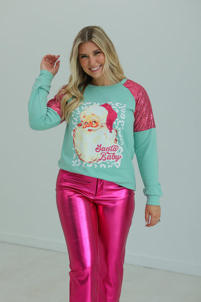 Santa Baby Mint Sweatshirt