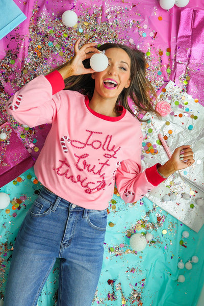 Jolly but Twisted Pink Sweatshirt