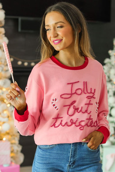 Jolly but Twisted Pink Sweatshirt