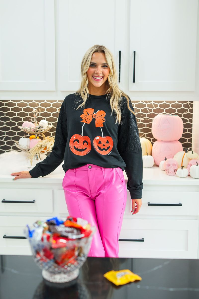 Cherry Pumpkins on Black Sweatshirt