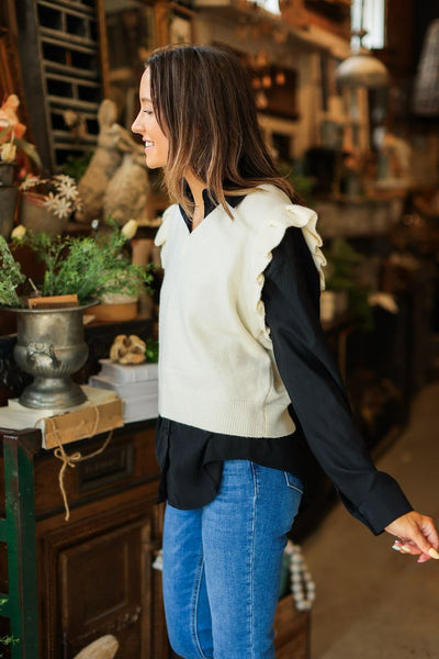 Ruffle Sleeve Sweater Vest