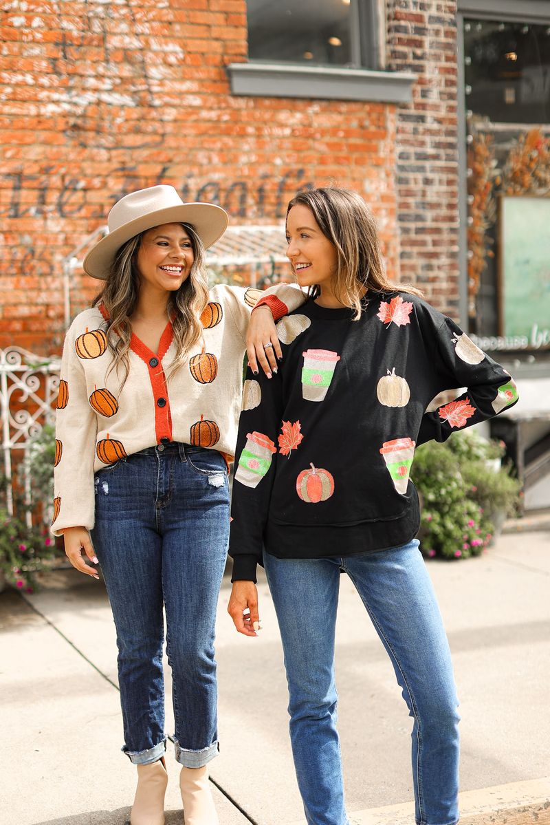 Glitter Pumpkin Cardigan