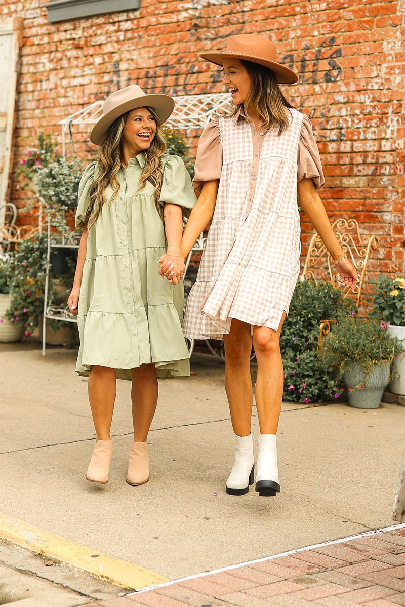 Sage Button-Up Dress