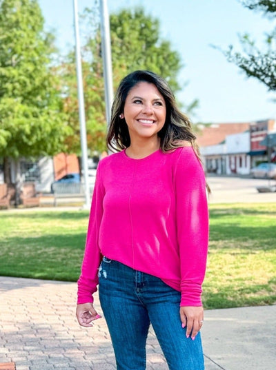 Bubblegum Bliss Top Knit Tunic with Front Seam