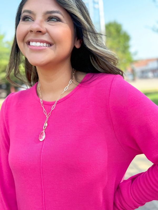 Pink Crystal Drop Necklace