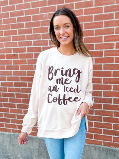 Bring Me an Iced Coffee Fleece Sweatshirt, Ivory