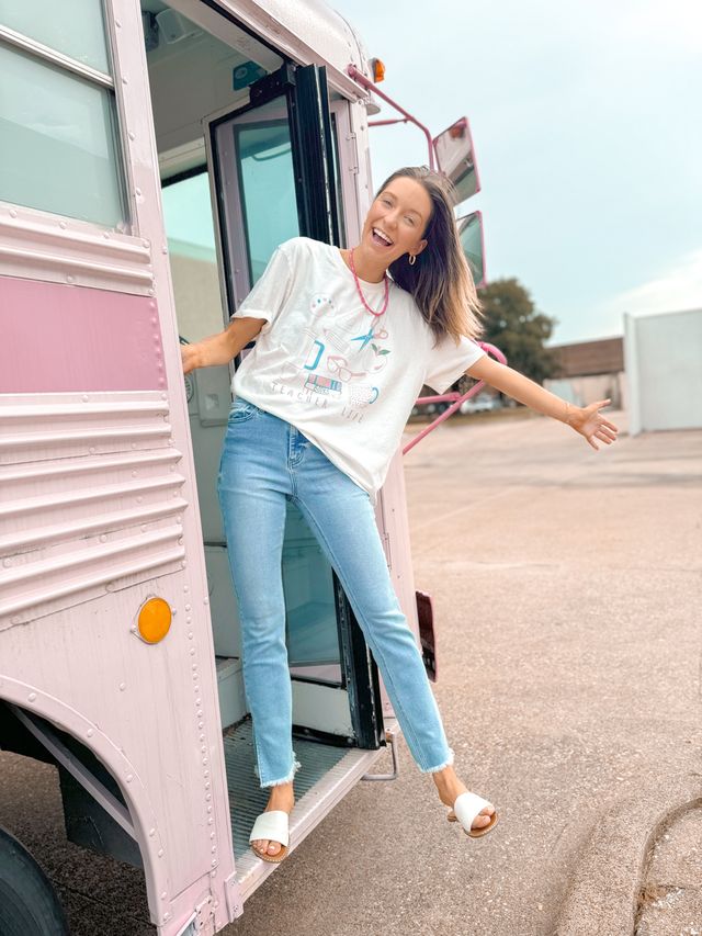 Teacher Life on White Blank Tee Shirt